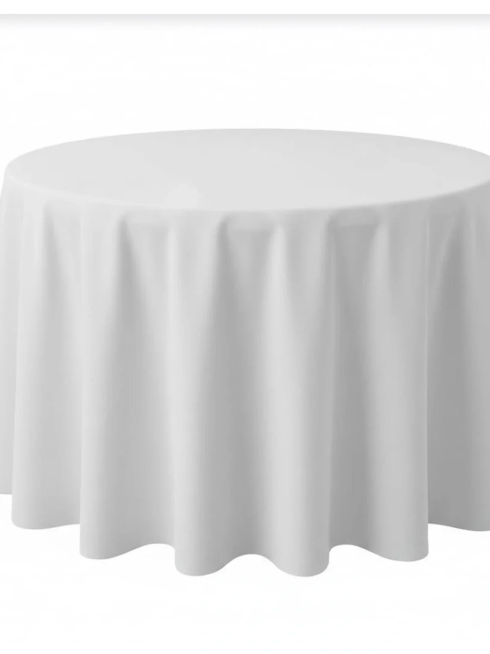 Classic Tablecloth 100% Polyester WASHABLE Wrinkle-Free 108” ROUND - WHITE